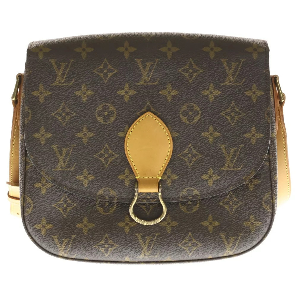 LOUIS VUITTON Monogram Saint Cloud Shoulder Bag Brown Leather